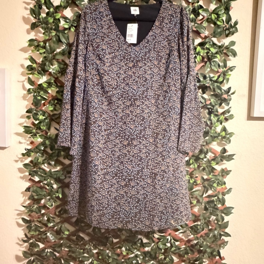CAbi Blue Floral Long Sleeve Dress